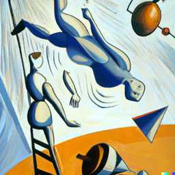 the discovery of gravity, painting by Pablo Picasso generated by DALL·E 2